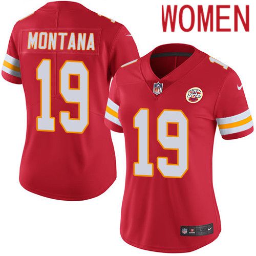 Women Kansas City Chiefs #19 Joe Montana Nike Red Vapor Limited NFL Jersey->women nfl jersey->Women Jersey